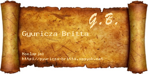 Gyuricza Britta névjegykártya